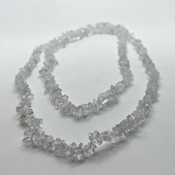 CLEAR Rock Crystal Real Stone Beaded Endless Necklace No Clasp 34” - Picture 2 of 6